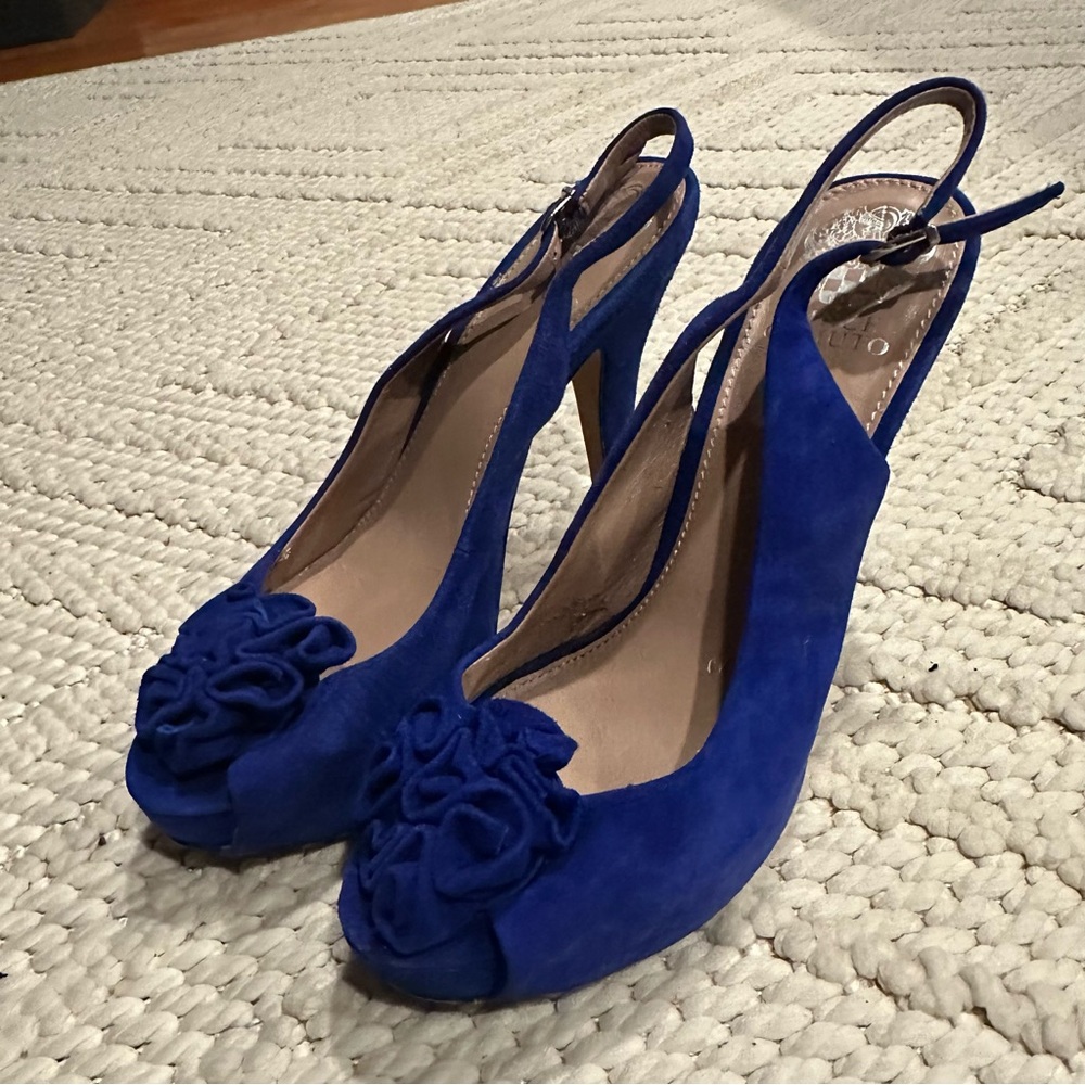 Vince Camuto Royal Blue Peep-Toe Heels - Picture 3 of 9